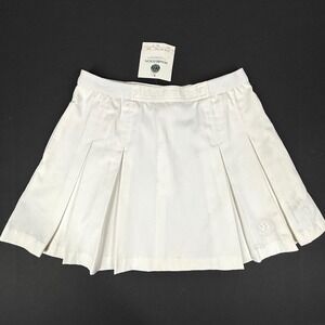 Wimbledon Pleated White Tennis Skirt Size 10 Vintage Embroidered Logo Pickleball